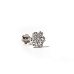 Diamond-Encrusted 21k White Gold Nose Pin — 0.17ct Diamond