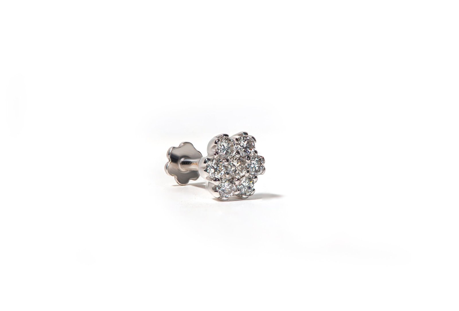 Diamond-Encrusted 21k White Gold Nose Pin — 0.17ct Diamond