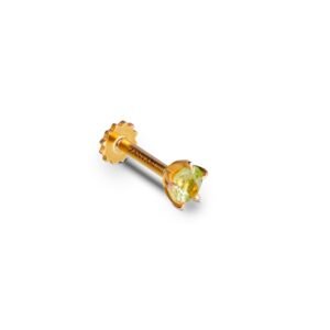 Luminous Natural Peridot 21k Gold Nose Pin