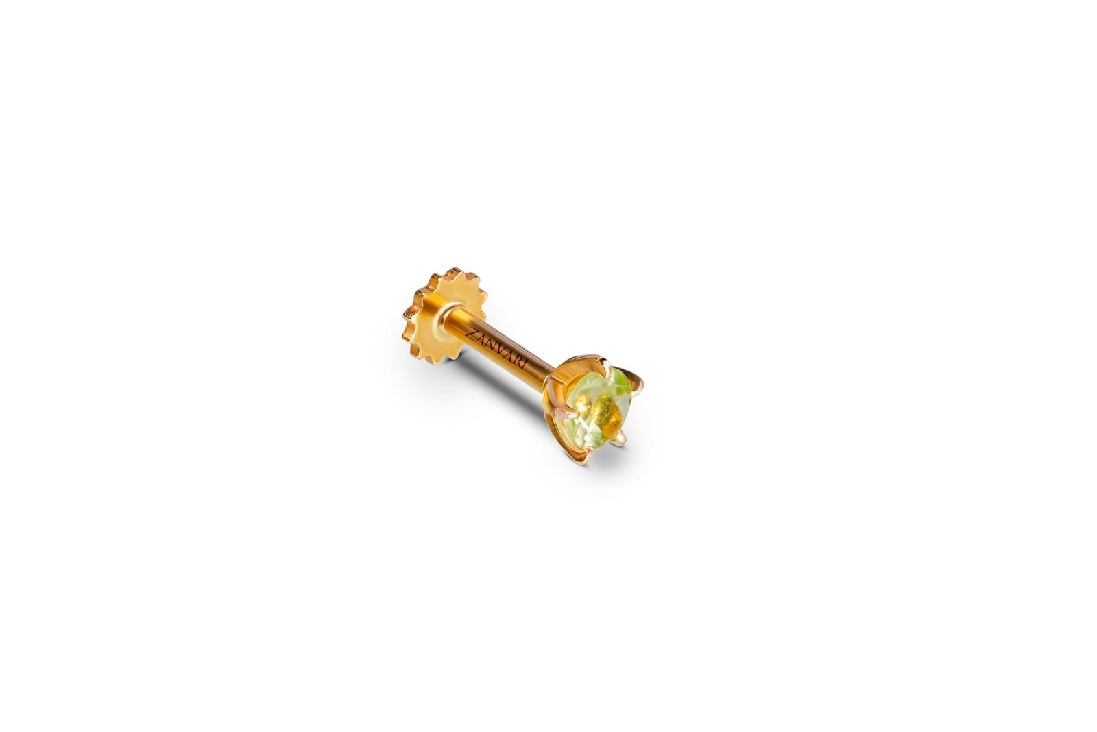 Luminous Natural Peridot 21k Gold Nose Pin