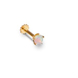 Delicate Natural Opal 21k Gold Nose Pin
