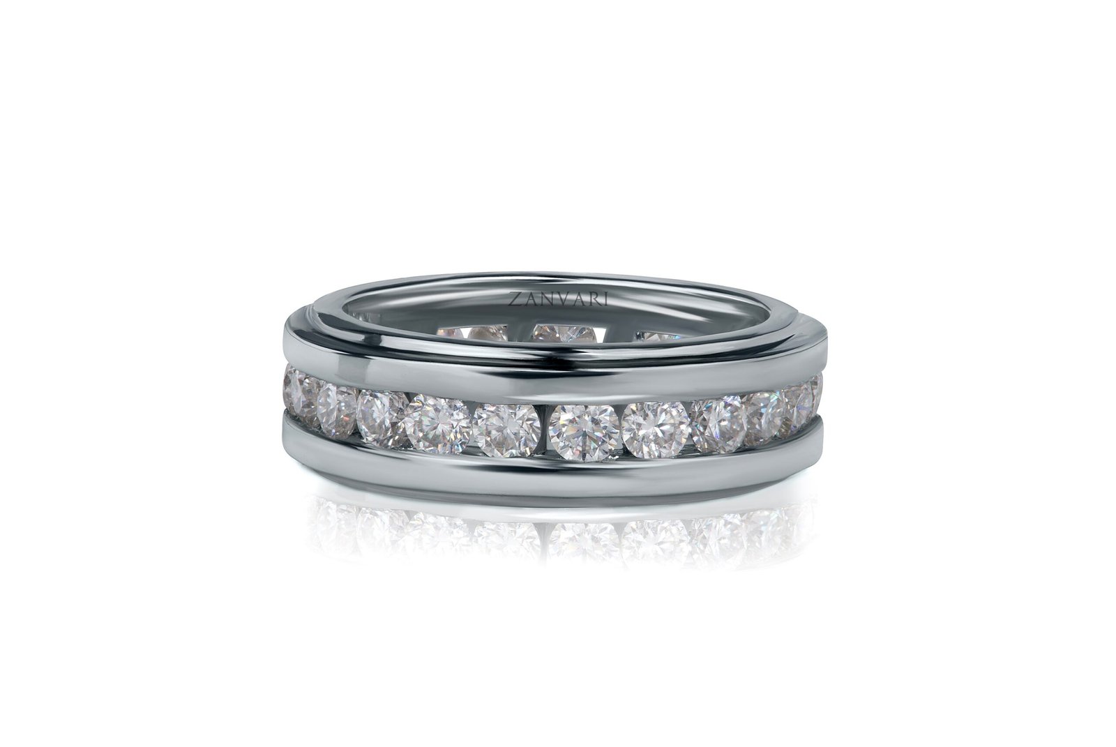The Refined Crest — Men's Moissanite Band in Sterling Silver - Image 2