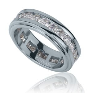 The Refined Crest — Men's Moissanite Band in Sterling Silver