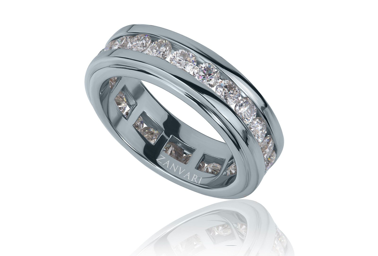 The Refined Crest — Men's Moissanite Band in Sterling Silver