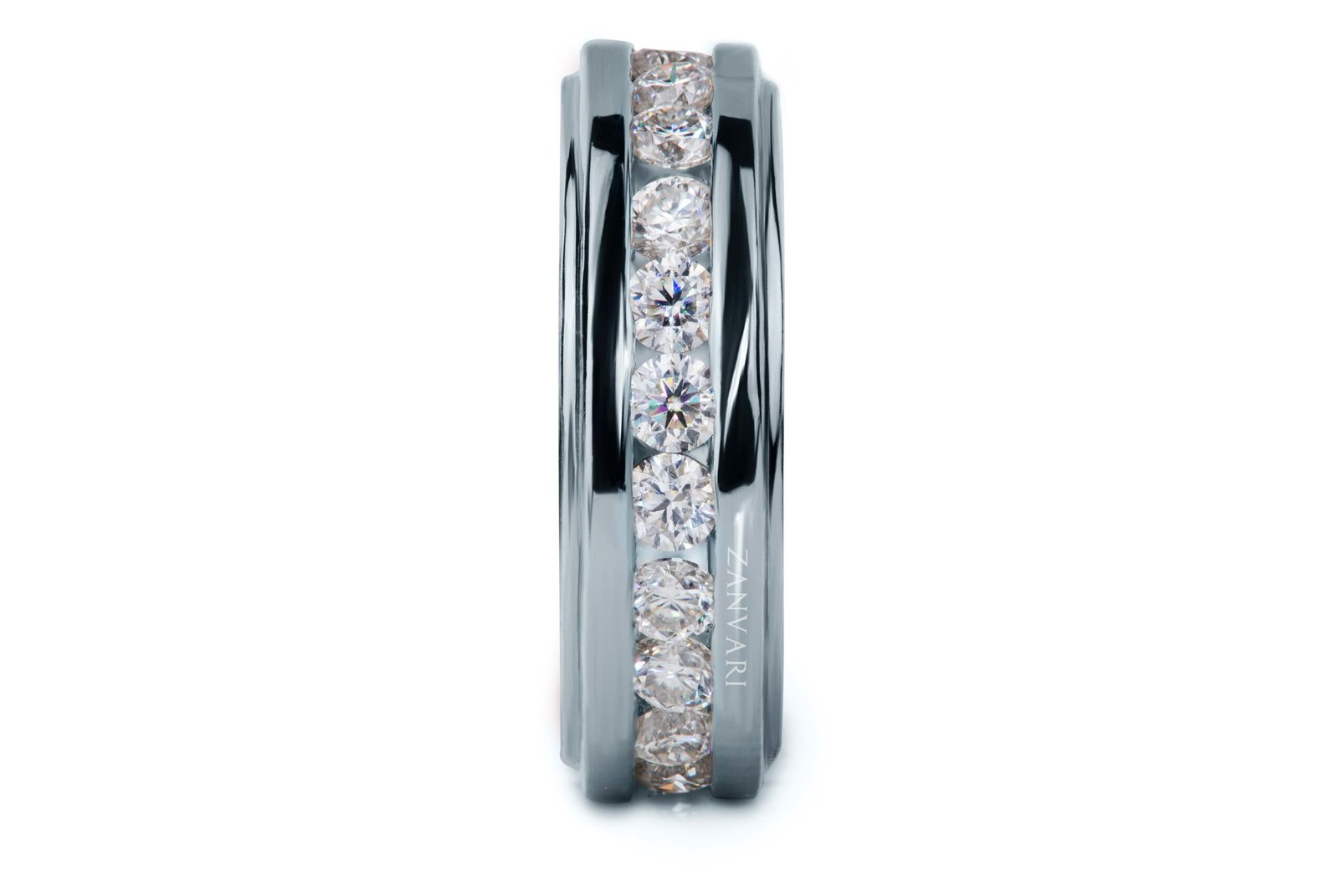 The Refined Crest — Men's Moissanite Band in Sterling Silver - Image 3