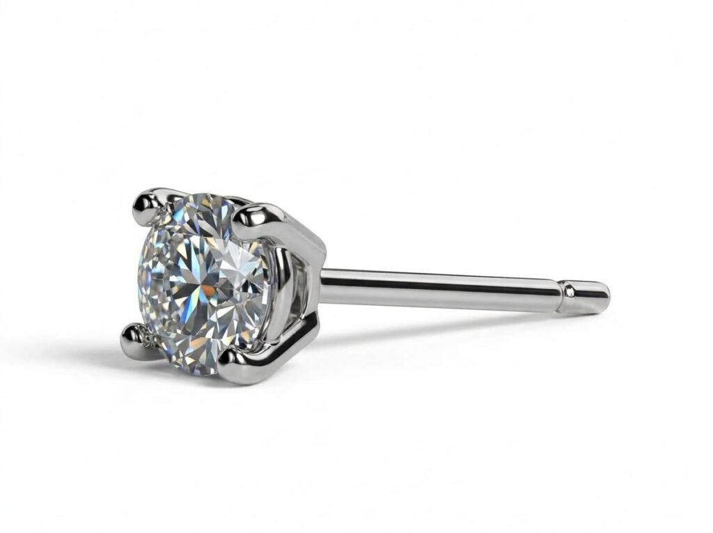 Solo Spark — 0.5ct GRA Certified Moissanite Single Stud for Men in Sterling Silver