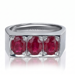 Three Fold Ruby — Men's 1–1.5ct Natural Ruby Ring, Sterling Silver