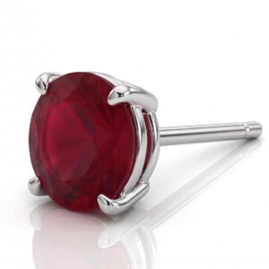 Solo Yaqoot — Natural Ruby Single Stud for Men in Sterling Silver