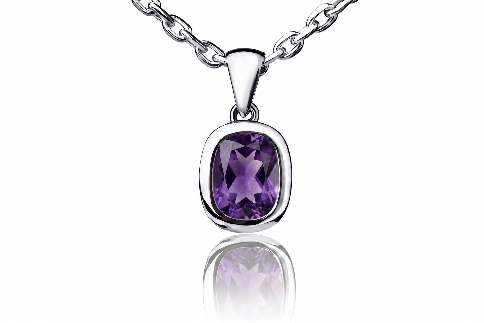 Unmistakable Violet Hue — Natural Amethyst Necklace in Sterling Silver