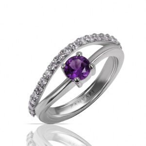 Amethyst Glow — 4mm Natural Amethyst Halo Ring in 925 Sterling Silver