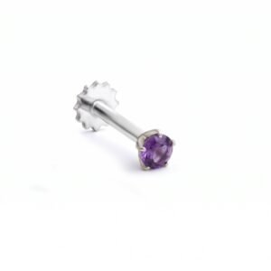 The Tiniest Touch Of Purple — Natural Amethyst Nose Pin in Sterling Silver