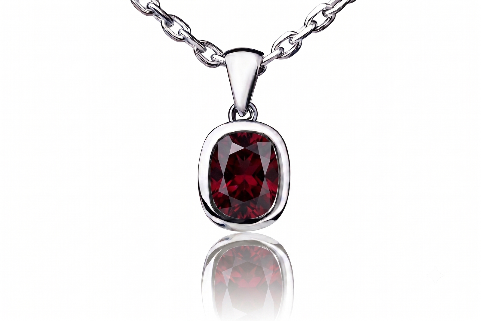 Pomegranate Hue — Natural Garnet Necklace in Sterling Silver