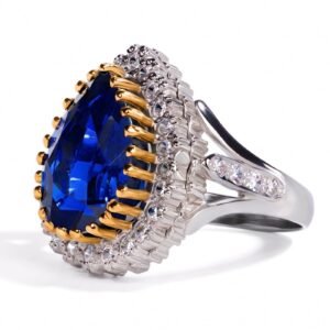 Midnight Ottoman — Lab Blue Sapphire & Moissanite Ring in Sterling Silver