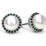 Natural Wonders — Natural Emerald & Pearl Studs in Sterling Silver