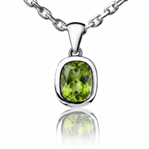 Olivine Crystal — Natural Peridot Necklace in Sterling Silver