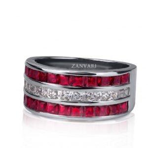 Two Realms One Destiny — Lab Ruby & Moissanite Ring in Sterling Silver