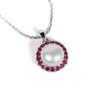 Natural Wonders — Natural Ruby & Pearl Necklace in Sterling Silver