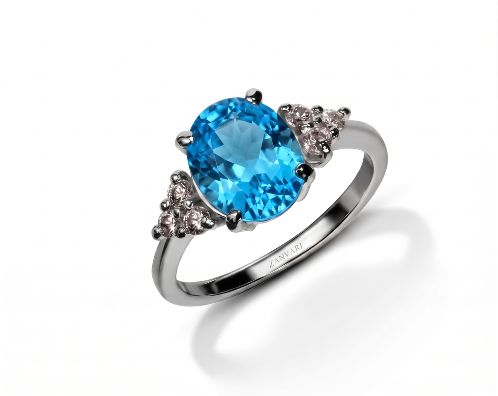 Frost Whisper — 1-2ct Natural Blue Topaz Ring in Sterling Silver