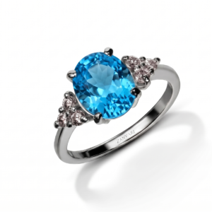 Frost Whisper — 1-2ct Natural Blue Topaz Ring in Sterling Silver