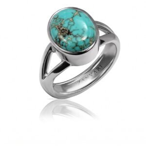Turquoise Vanguard  — Men's Natural Feroza (Turquoise) Bezel Ring in Sterling Silver