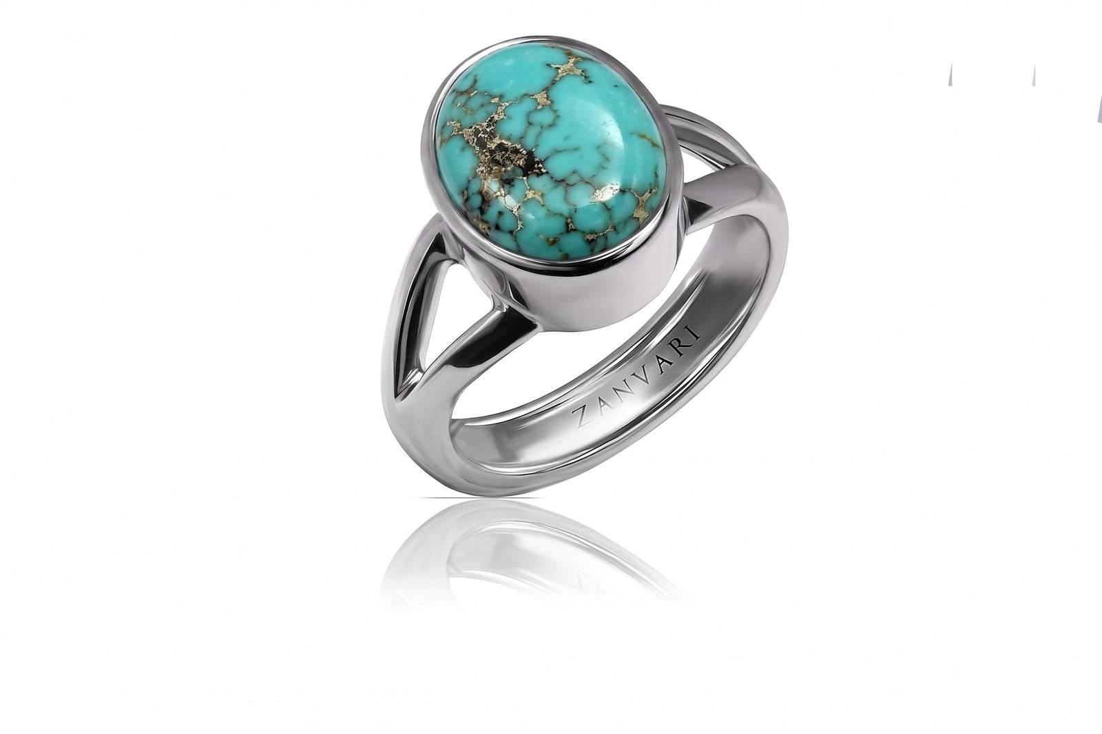 Turquoise Vanguard — Men's Natural Feroza (Turquoise) Bezel Ring in Sterling Silver