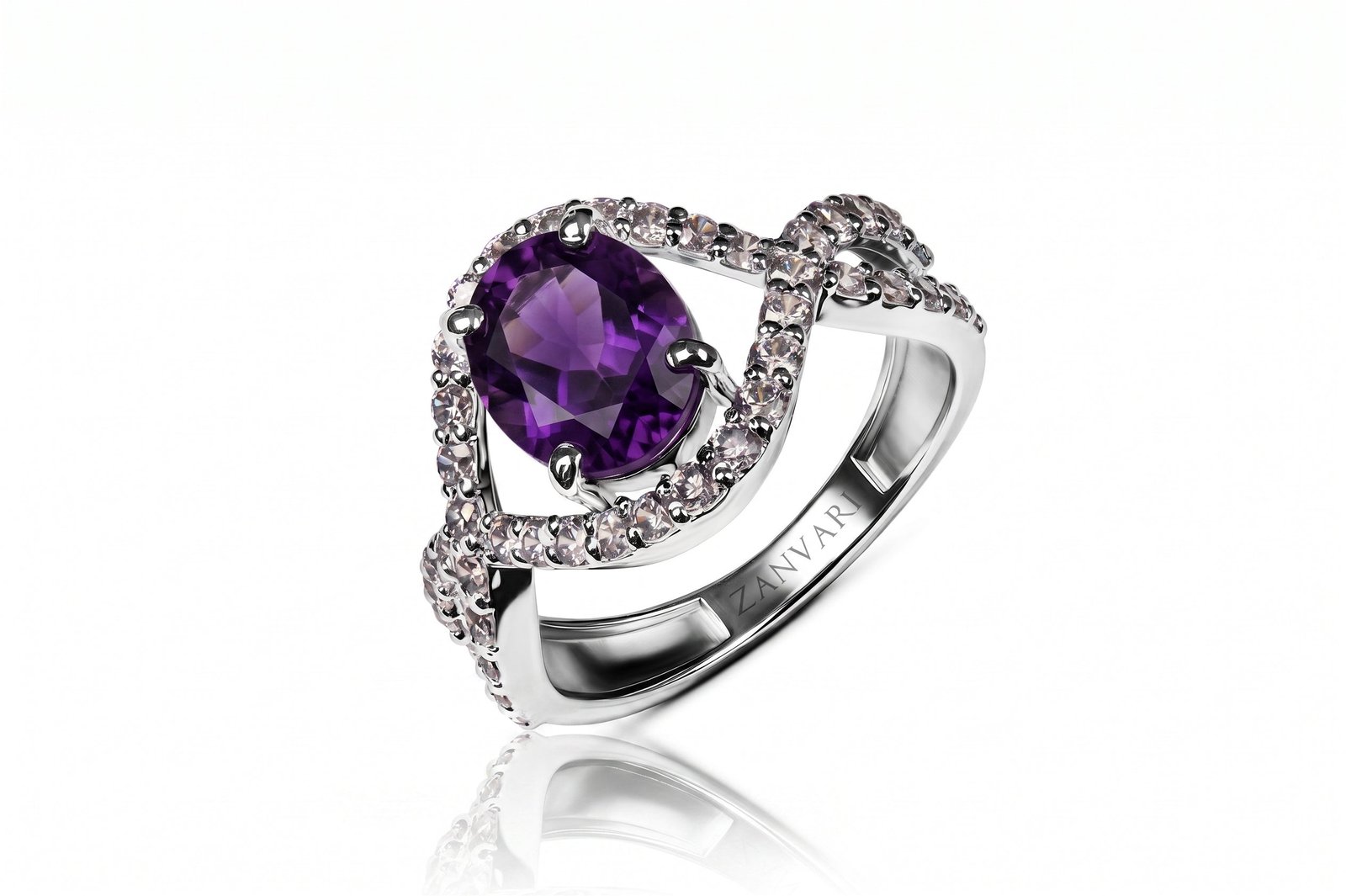 Amethyst Cascade Ring — 1.25–2ct Natural Amethyst in Sterling Silver