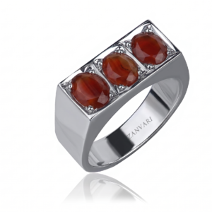 Three Fold Aqeeq — Men's 1–1.5ct Natural Aqeeq Ring, Sterling Silver