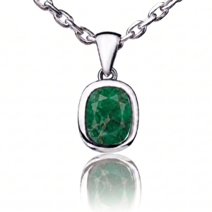 Forest Aura — Natural Emerald (Zamurrad) Necklace in Sterling Silver