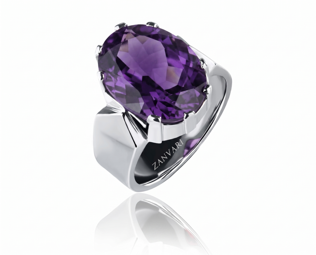 Bold Amethyst Crown — Men’s 6–8ct Natural Amethyst Ring in Sterling Silver