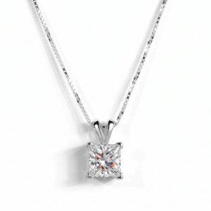 Crown Point Necklace — 1ct D/VVS1 GRA Graded Princess Cut Moissanite