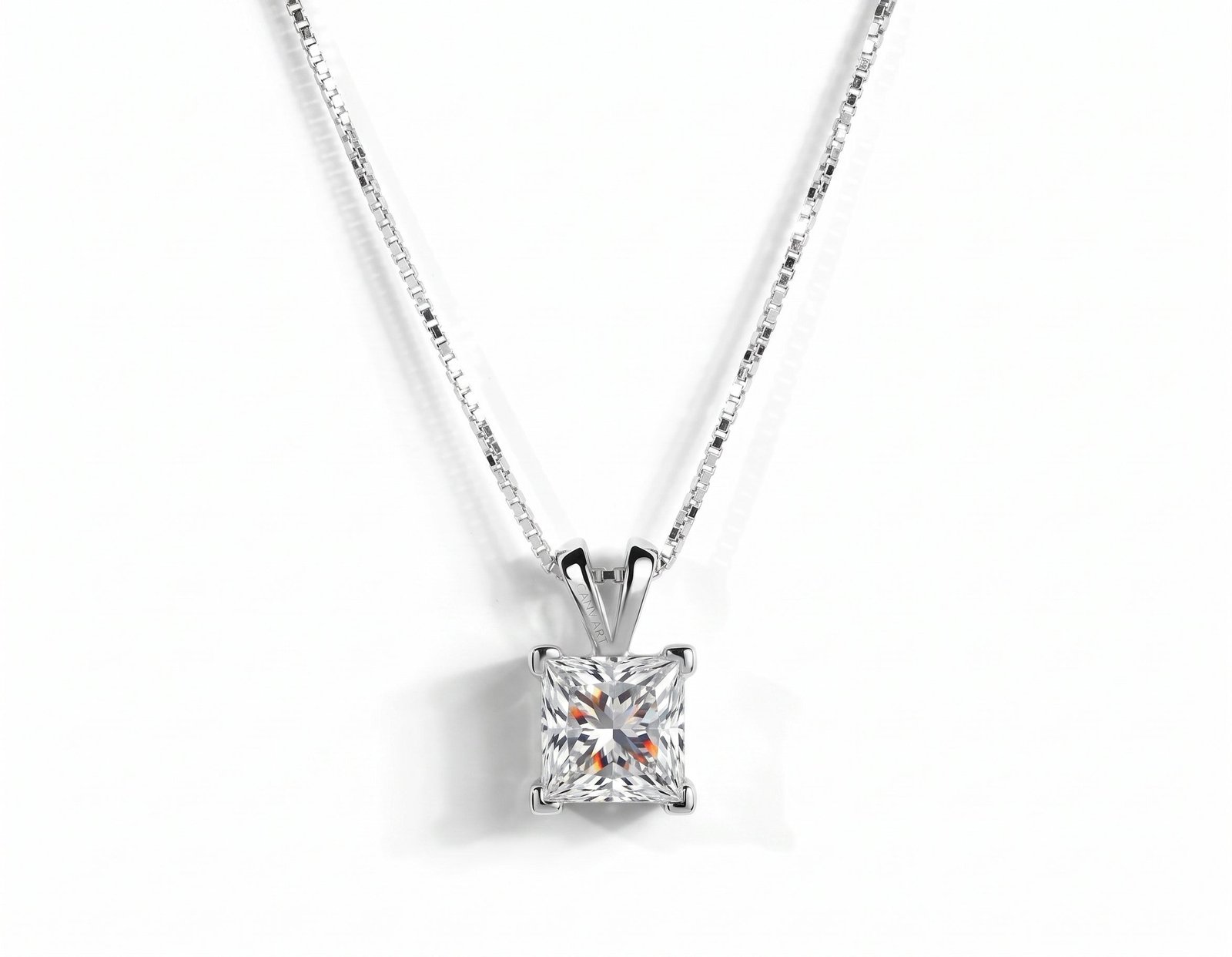 Crown Point Necklace — 1ct D/VVS1 GRA Graded Princess Cut Moissanite
