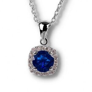 D'Amour Sky Necklace — Blue Glass Sapphire & Moissanite Necklace in Sterling Silver