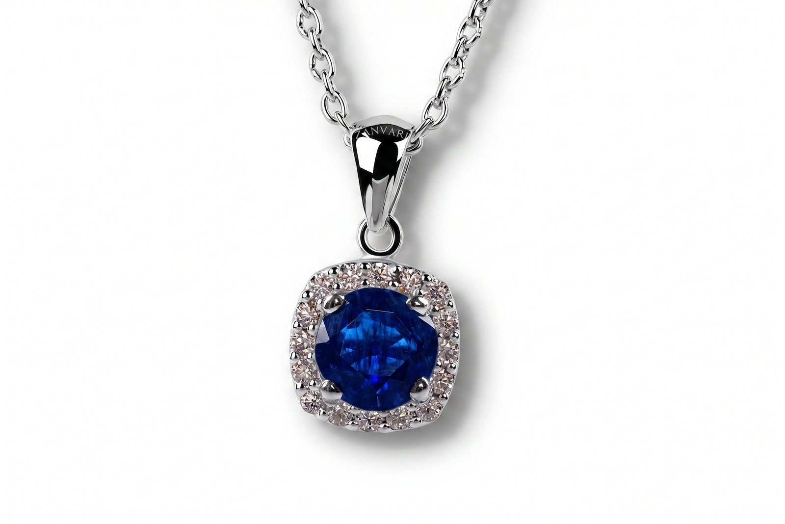 D'Amour Sky Necklace — Blue Glass Sapphire & Moissanite Necklace in Sterling Silver