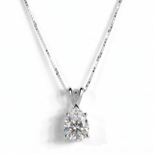 Drop of Dawn Necklace — D/VVS1 GRA Graded Pear Cut Moissanite