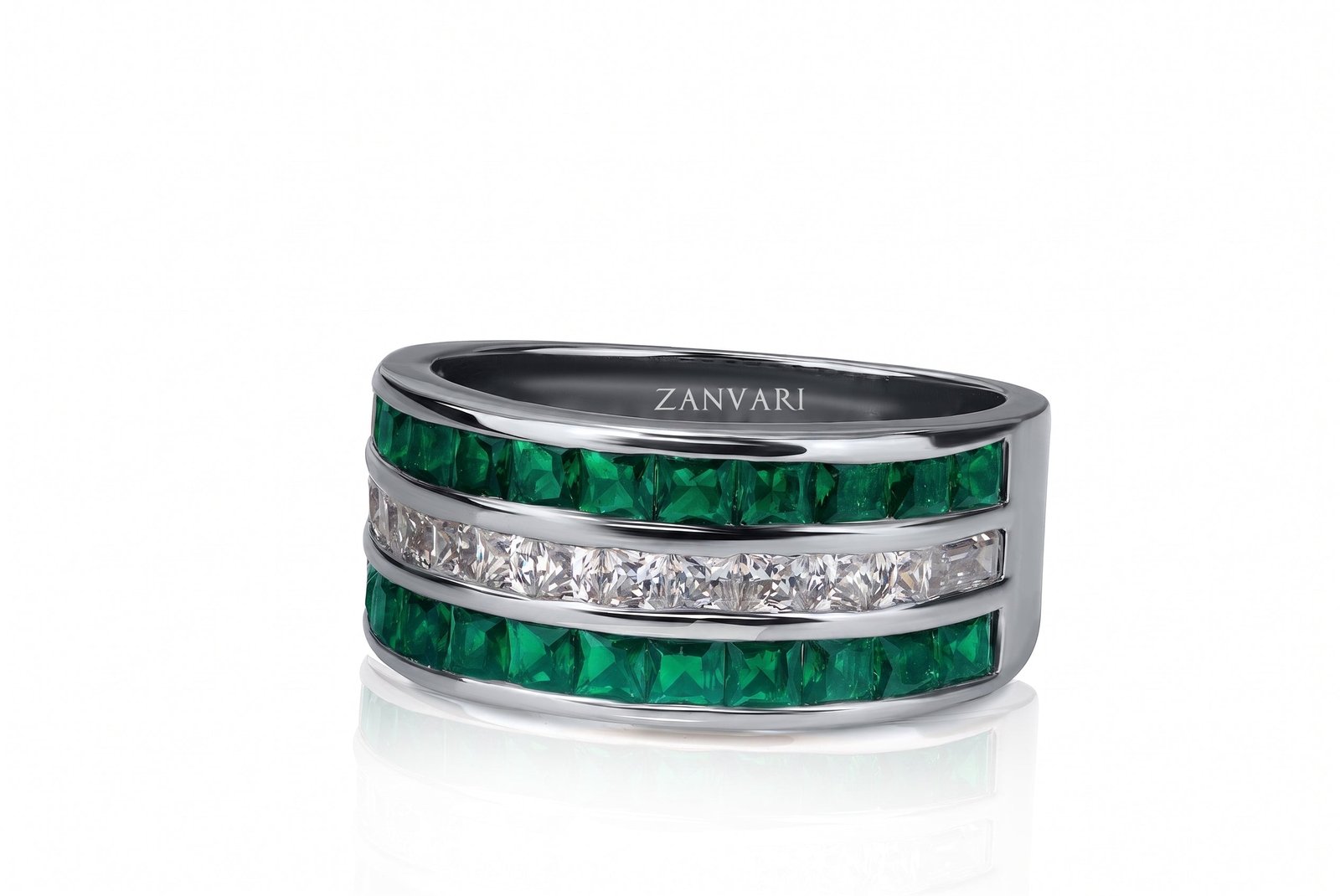 Two Realms One Destiny — Lab Emerald & Moissanite Ring in Sterling Silver - Image 3