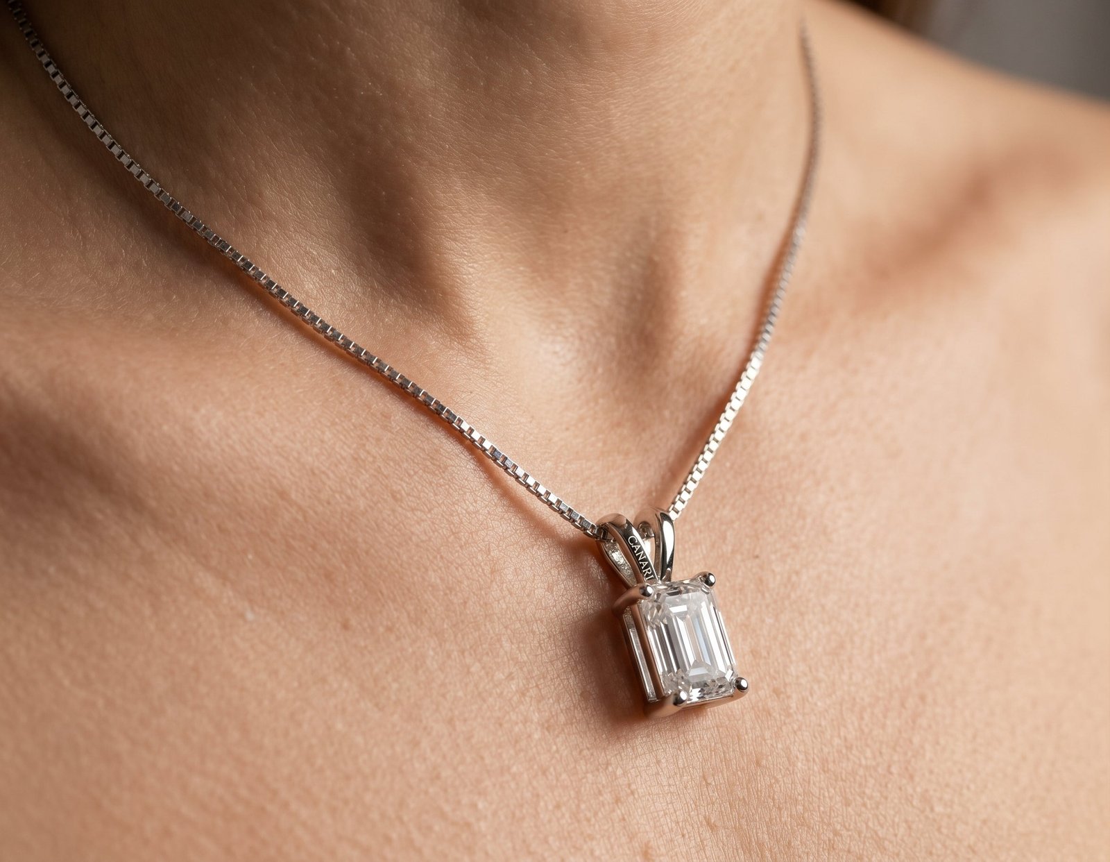 Eco Wonder Necklace — 1ct D/VVS1 GRA Graded Emerald Cut Moissanite - Image 2