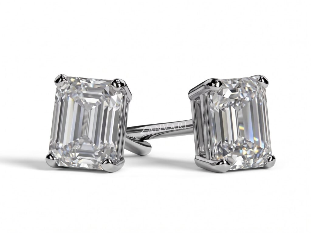Eco Wonder — D/VVS1 GRA Graded Emerald Cut Moissanite Studs Eco Wonder — D/VVS1 GRA Graded Emerald Cut Moissanite Studs