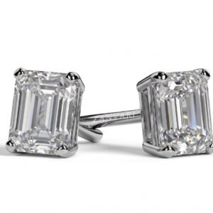 Eco Wonder —  D/VVS1 GRA Graded Emerald Cut Moissanite Studs