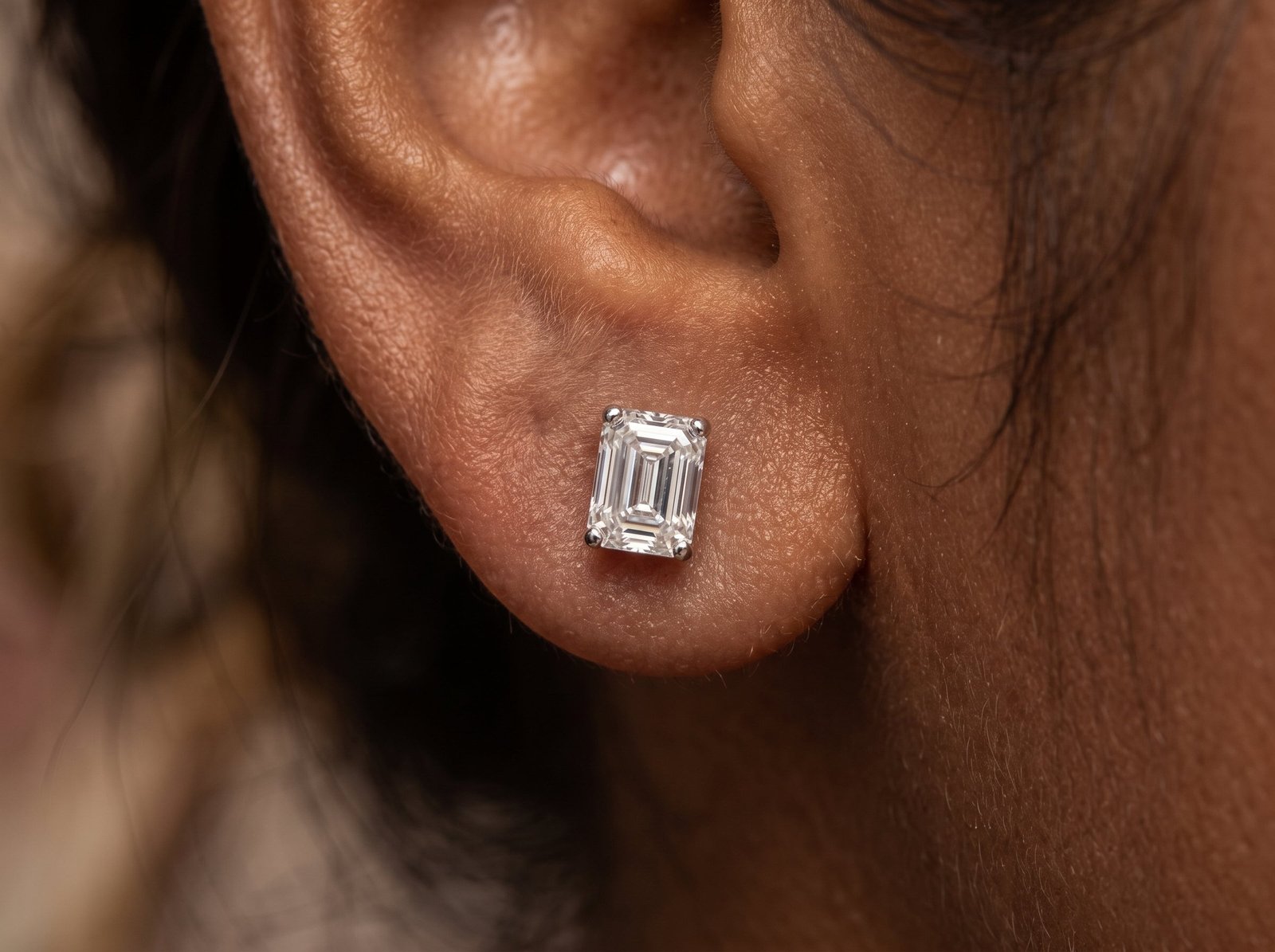 The Purely Petite Studs — 1ct Lab-Grown Emerald Cut Diamond Studs - Image 2