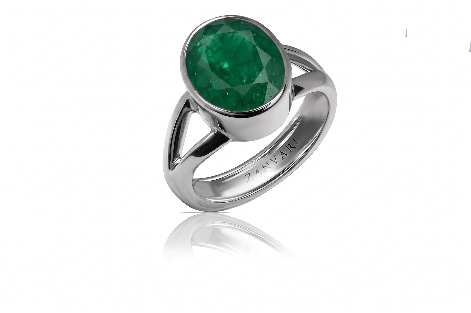Emerald Vanguard — Men's Natural Emerald (Zamurrad) Bezel Ring in Sterling Silver