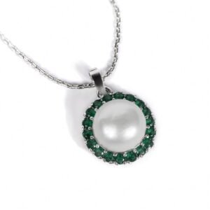 Natural Wonders — Natural Emerald & Pearl Necklace in Sterling Silver