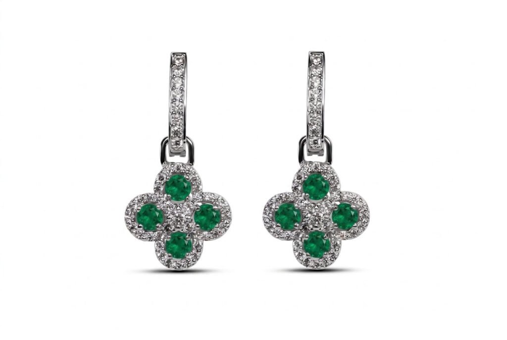 Forest Drops — Lab-Created Emerald Earrings in Sterling Silver