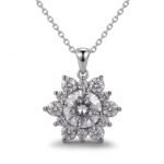 Frozen Starlight — 1ct GRA Graded Moissanite Halo Necklace in Sterling Silver