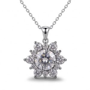 Frozen Starlight — 1ct GRA Graded Moissanite Halo Necklace in Sterling Silver