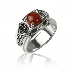 Gilded Aqeeq — Men's 2ct Yemeni Aqeeq Ring in Sterling Silver, Gold Plated