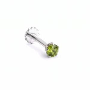 The Tiniest Touch Of Lime — Natural Peridot (Zabarjad) Nose Pin in Sterling Silver