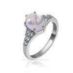 The Moon Fire — 2ct Natural Moonstone & Moissanite Ring in Sterling Silver The Moon Fire — 2ct Natural Moonstone & Moissanite Ring in Sterling Silver