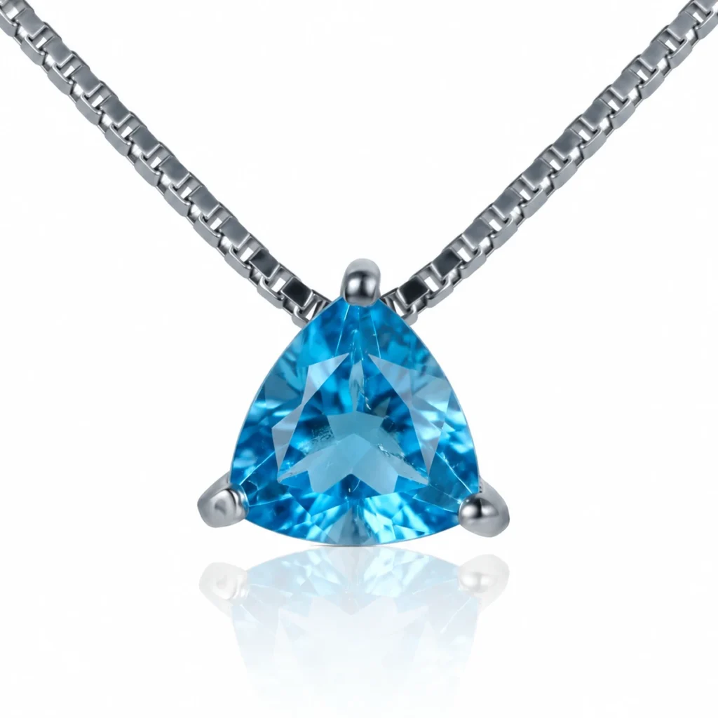 A Hint of Light — Triangle-Cut Natural Topaz Necklace in Sterling Silver
