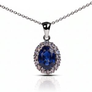 Jewel of Ocean —3-4ct Natural Sapphire Pendant in Sterling Silver