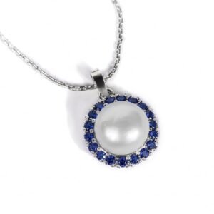 Natural Wonders — Natural Sapphire & Pearl Necklace in Sterling Silver